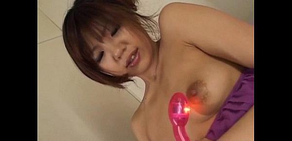  Rika Hayama pleasures her slit with vibrator